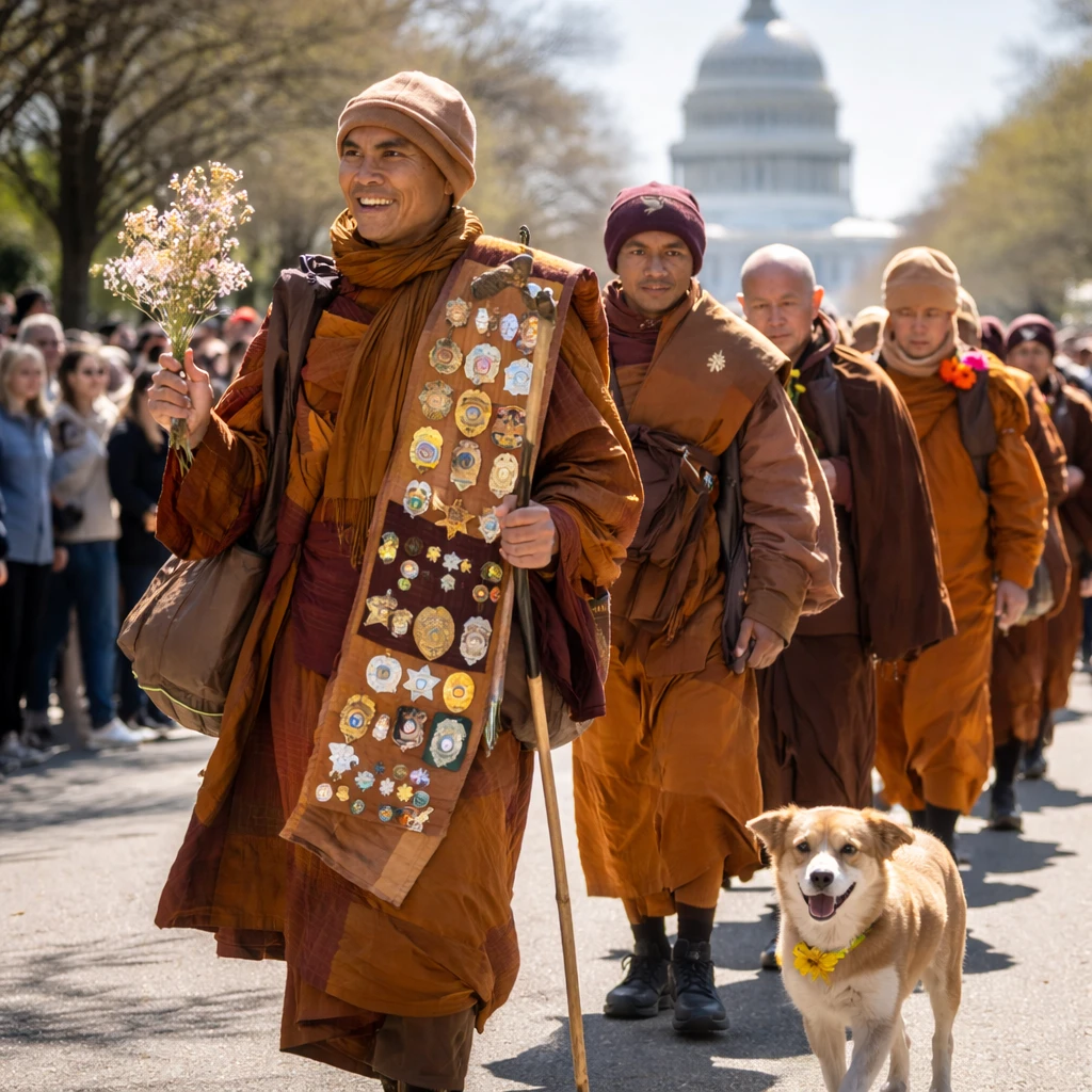 Buddhist Monks Complete Cross-Country Peace Walk in Washington, D.C.