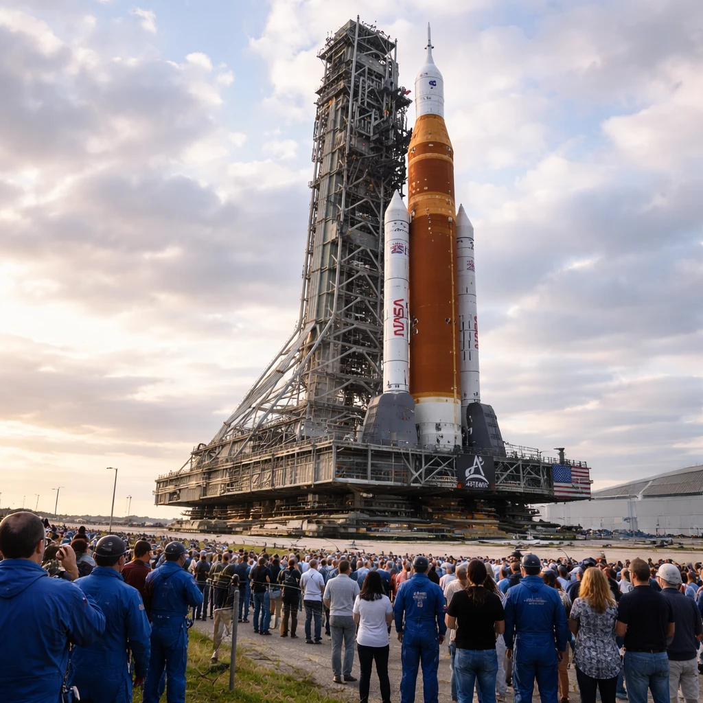 NASA's Massive New Lunar Rocket Moves to Launch Pad Ahead of February Crew Flight