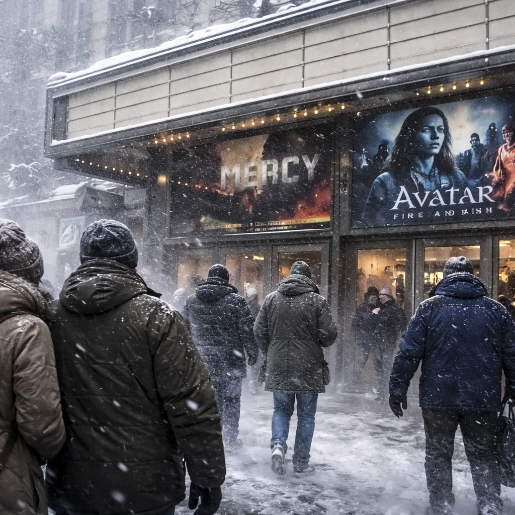 Winter Storm Dampens US Box Office, 'Mercy' Tops 'Avatar: Fire and Ash' Amidst Snow