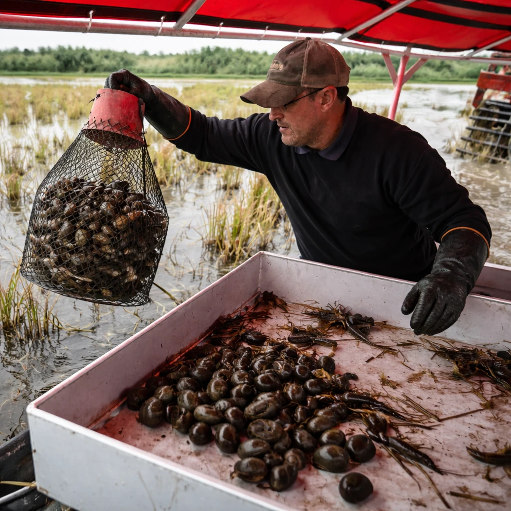 Invasive Snails and Insects Challenge Southern Louisiana Rice and Crawfish Farmers