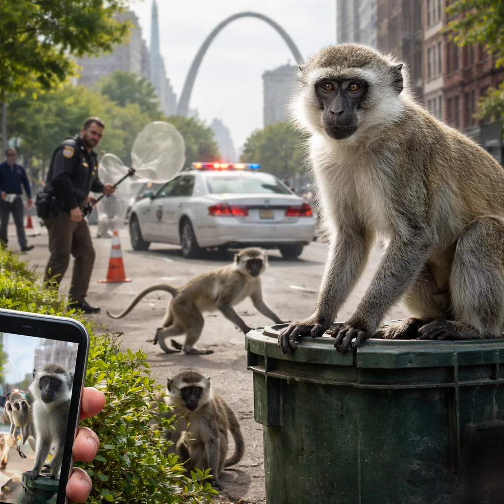 Uncontained Vervet Monkeys Present Challenges in St. Louis Amidst AI-Driven Misinformation
