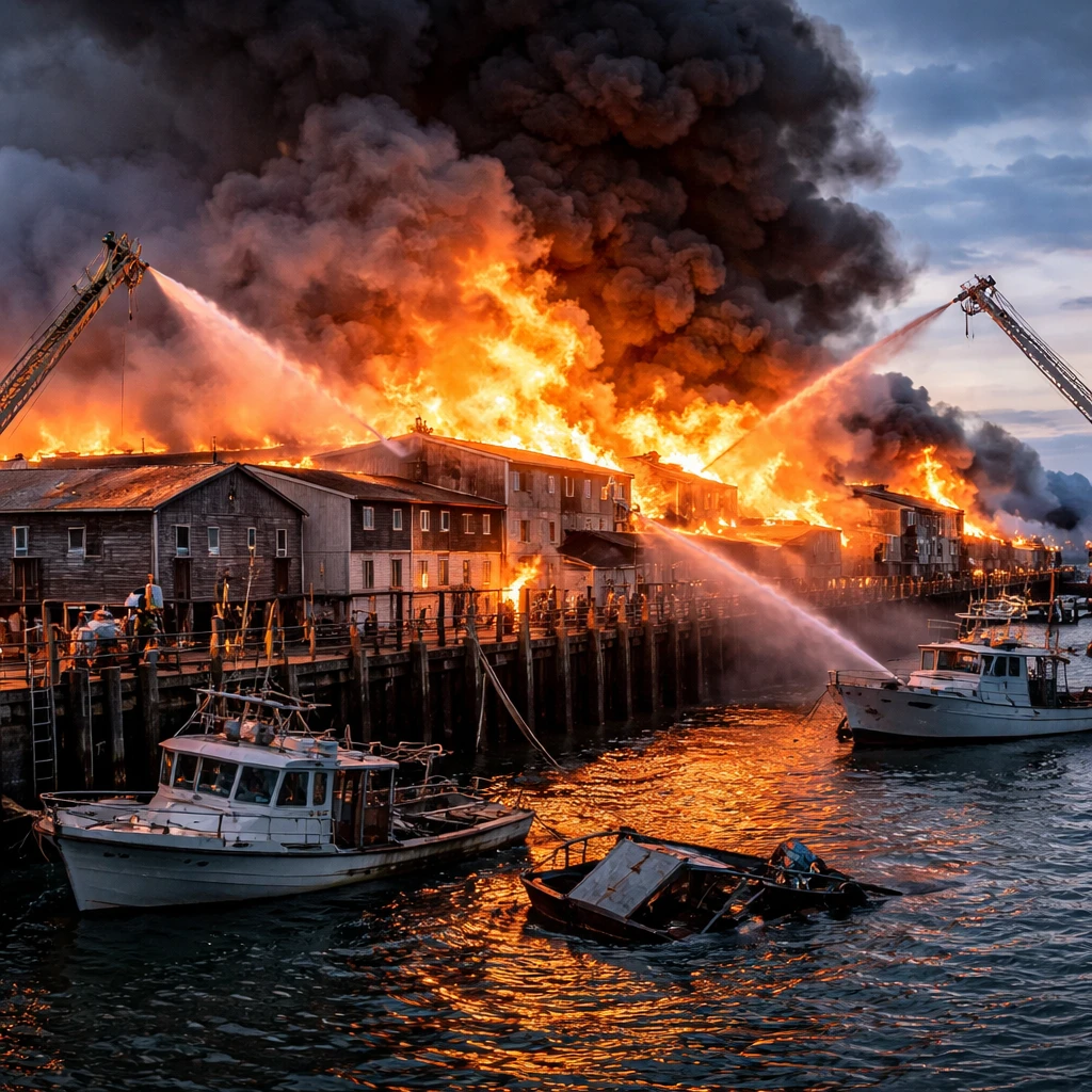 Significant Fire Damages Historic Old Port Waterfront in Portland, Maine