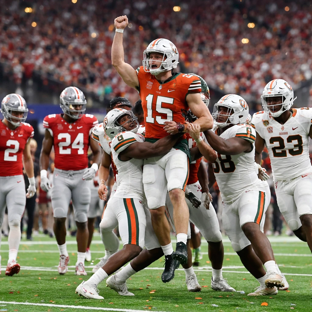 Miami Upsets Ohio State 24-14 in College Football Playoff Quarterfinal at Cotton Bowl