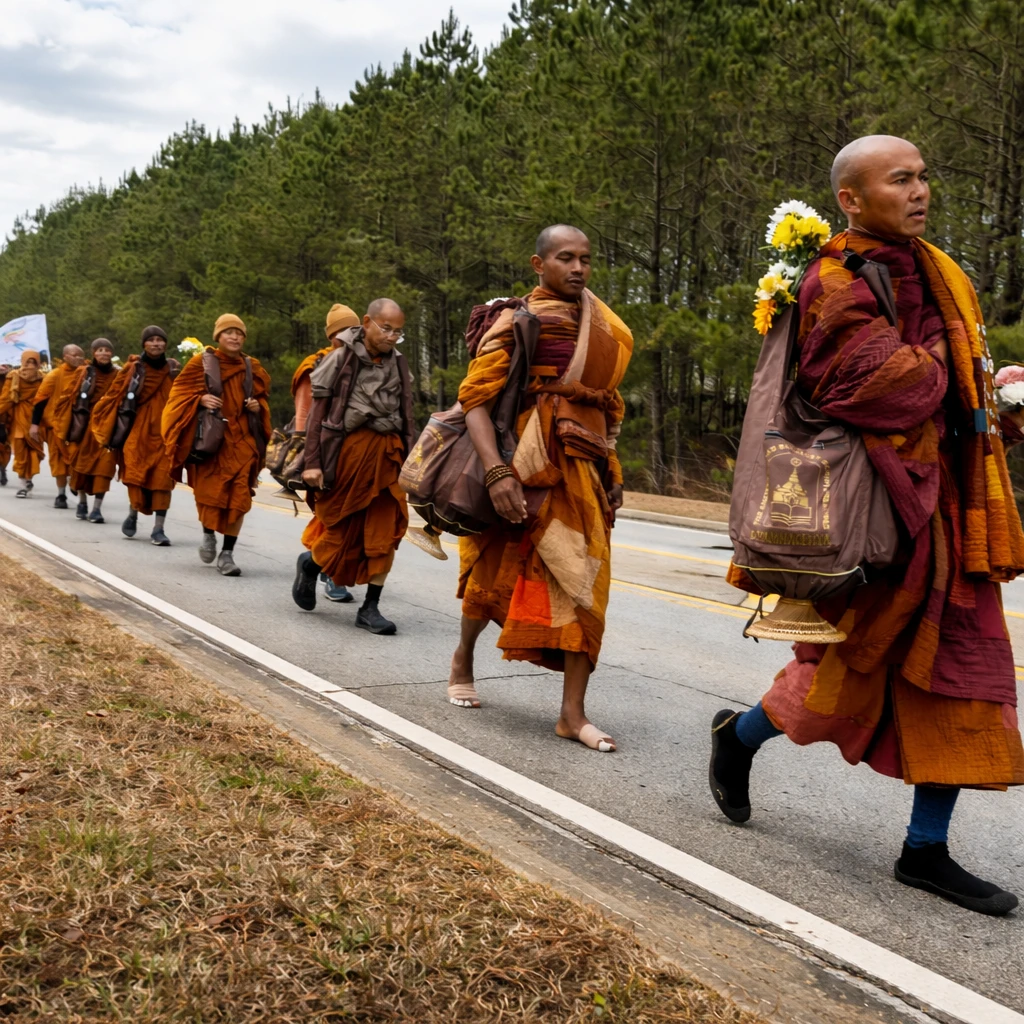 Buddhist Monks Persevere on Peace March to Washington Despite Setbacks