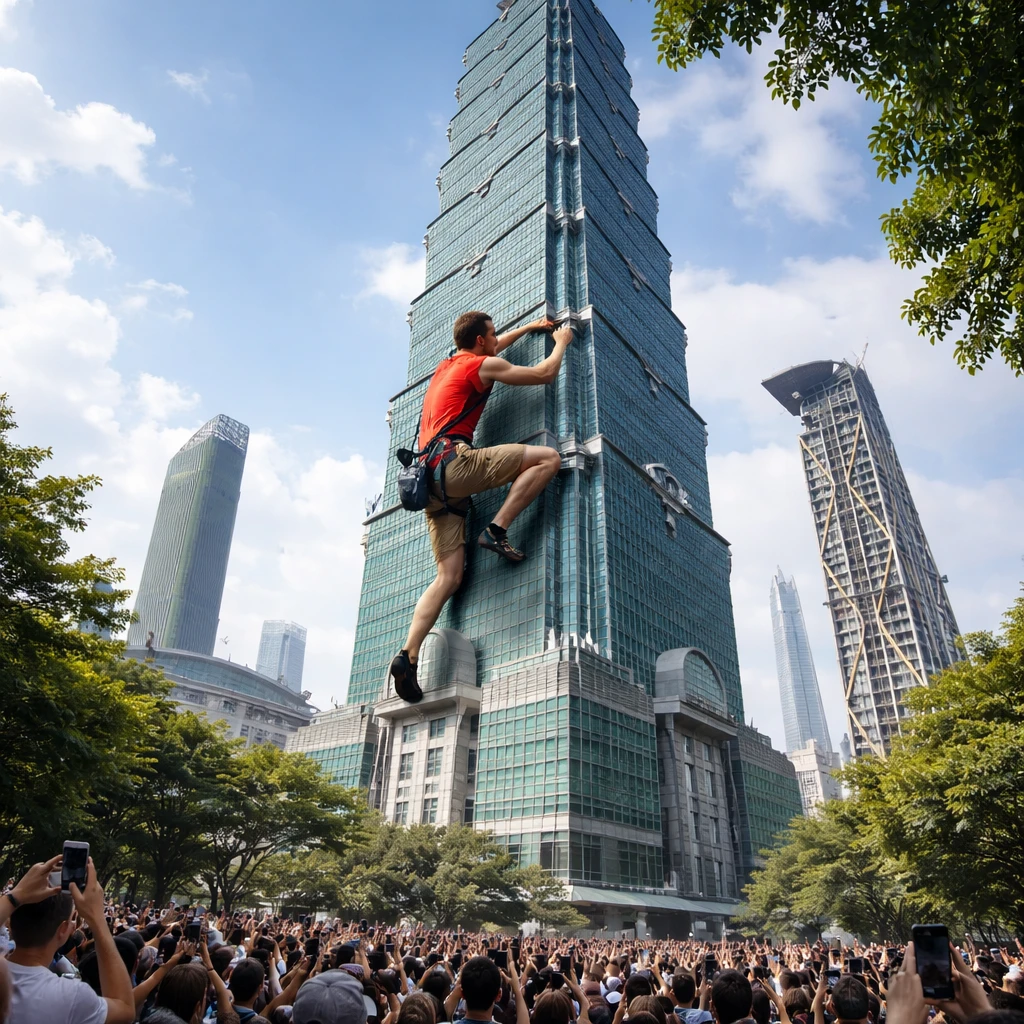Alex Honnold Executes Unroped Ascent of Taipei 101 Skyscraper