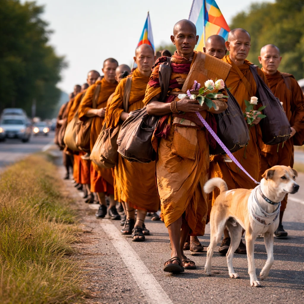 Buddhist Monks Embark on Peace Walk Across Southern U.S., Draw Widespread Attention